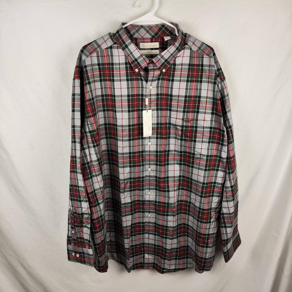 Gold Label Roundtree & Yorke Shirt Mens 2XB Plaid Long Sleeve Button Down
